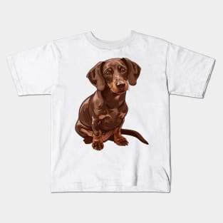 Valentine Dachshund Shaped Chocolate Kids T-Shirt